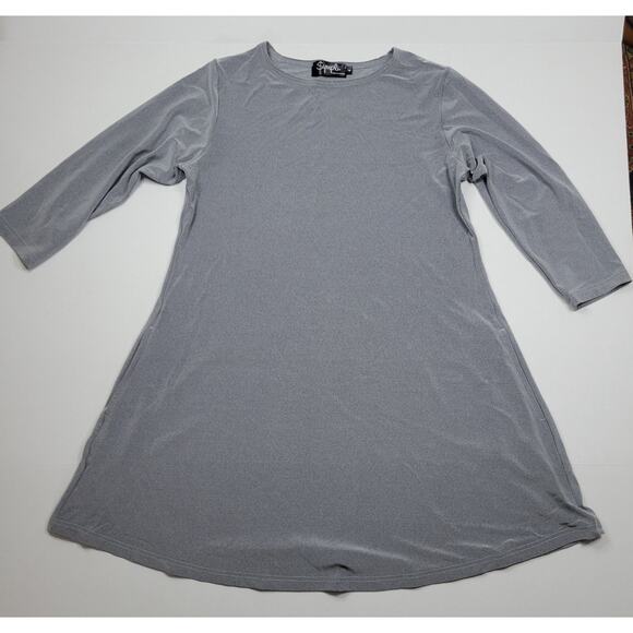 Sympli Nu Trapeze Dress Sze 4 Liquid Slinky Soft Stretch 3/4 Sleeve Pockets Gray - Picture 8 of 8